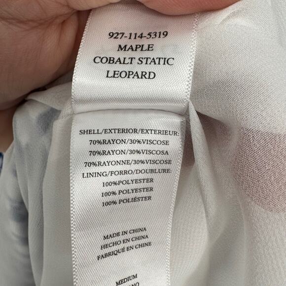 Rails Maple Cobalt Static V Neck Midi Dress Long Sleeve Elastic Waist Medium - Picture 8 of 8